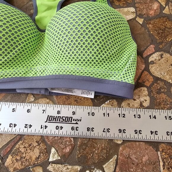 Victoria's Secret VSX Sport 36C Mesh Racerback Sports Bra Neon Green & Grey - Picture 6 of 8